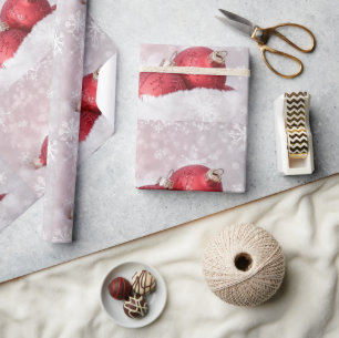 Papel De Presente Enfeites Elegantes na Folia de Natal no Inverno