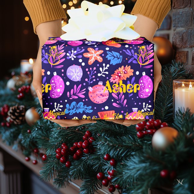 Papel De Presente Enfeites Personalizados e Natal Floral (Criador carregado)