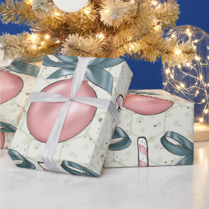 Papel De Presente Enfeites Rosa e Azul Canjicas de Natal