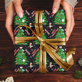 Papel De Presente Enfermeira Árvore de Natal Rena Enfermeira Fofa