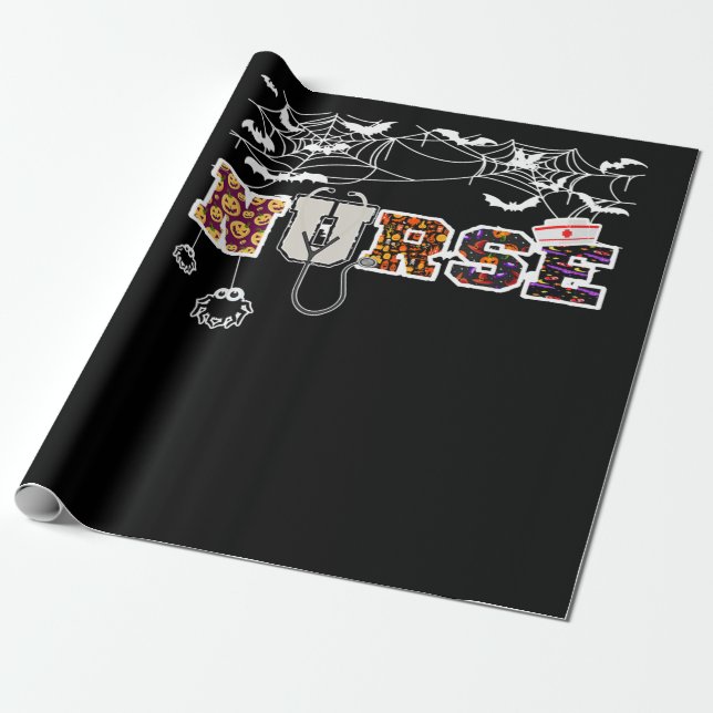 Papel De Presente Enfermeira Camisa De Halloween Presente Com Aranha (Desenrolado)