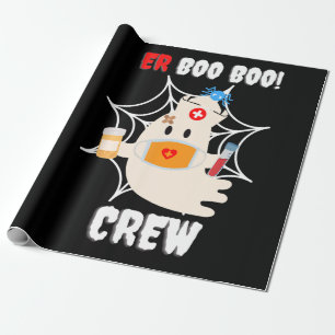 Papel De Presente Enfermeira da tripulação do Halloween Cute Ghost