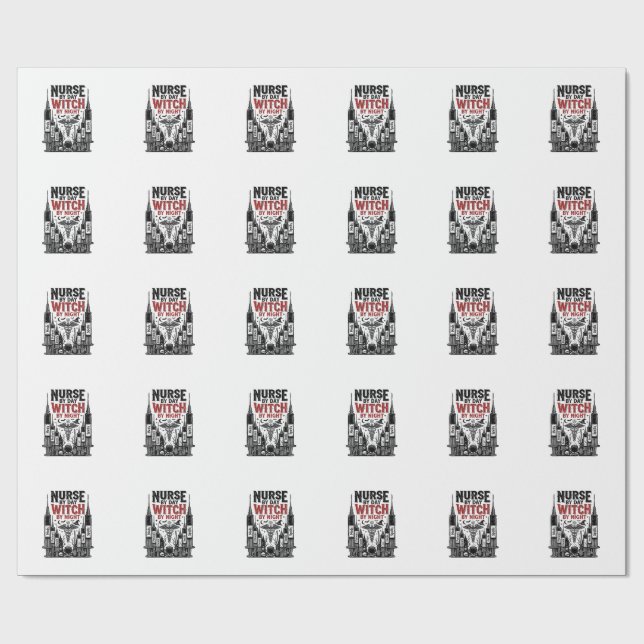 Papel De Presente Enfermeira De Dia Bruxa À Noite Design De Hallowee (Aberto)