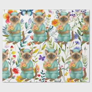 Papel De Presente Enfermeira está segurando flores