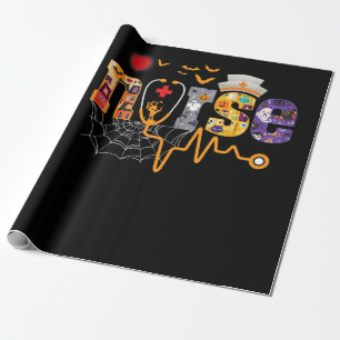 Papel De Presente Enfermeira Halloween Presente Com Pumpkin Boo Spid