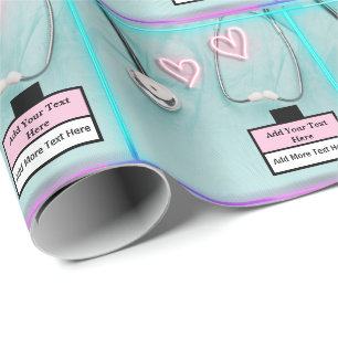 Papel De Presente Enfermeira Moderna Médico Estetoscópio E Uniforme