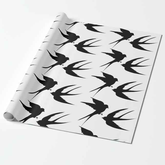 Papel De Presente Engolir Aves Silhouettes Thunder_Cove  (Desenrolado)