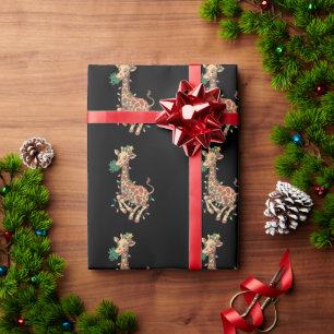 Papel De Presente Engraçado Árvore de Natal Girafa Sobrevivente Dand