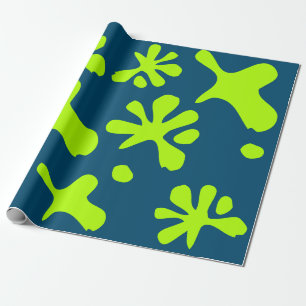 Papel De Presente Engraçado azul-branco, néon verde-limo padrão dive