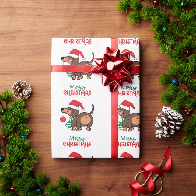 Papel De Presente Engraçado Cachorro Bonito Feliz Natal (Presente de Natal)