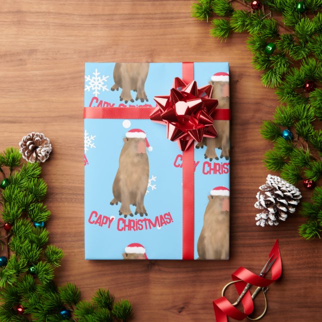 Papel De Presente Engraçado Capy Natal Capybara Pun Foliday (Presente de Natal)