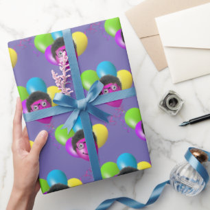 Papel De Presente Engraçado Caro do Balão de Aniversário