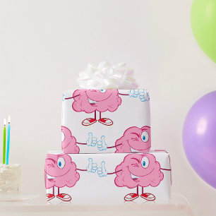 Papel De Presente Engraçado Cartoon Cérebro Vencendo Tumbos