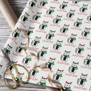 Papel De Presente Engraçado Cartoon de Natal Personalizado Criança