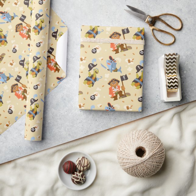 Papel De Presente Engraçado Cartoon Pirates (Artesanato)