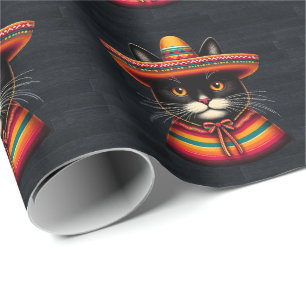 Papel De Presente Engraçado Cinco De Mayo Sombrero Festiva Cat Mexic