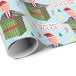 Papel De Presente Engraçado Donald Trump Christmas Yuuge Package Hum<br><div class="desc">Neste humorístico papel de embrulho de Natal, o presidente dos EUA, Donald Trump, segura suas mãos enquanto emerge de uma caixa de presentes e veste um chapéu de Papai Noel com seu slogan de MAGA nela. Ele diz, "Seu pacote é seu!!" Ele está rodeado de doces, estrelas, árvores e flocos...</div>