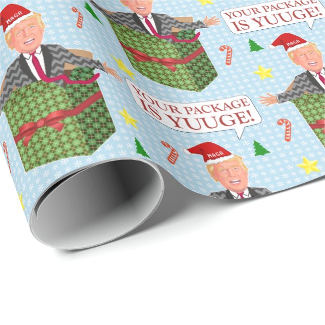 Papel De Presente Engraçado Donald Trump Christmas Yuuge Package Hum (Ponta do rolo)
