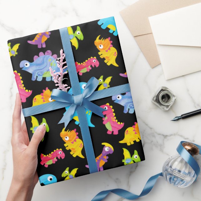 Papel De Presente Engraçado, Engraçado, Unisex Negra Dinossauro Negr (Presentear)