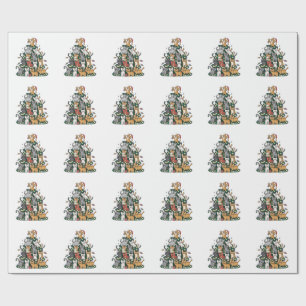 Papel De Presente Engraçado Gatinho, Árvore de Natal, Amante de os a