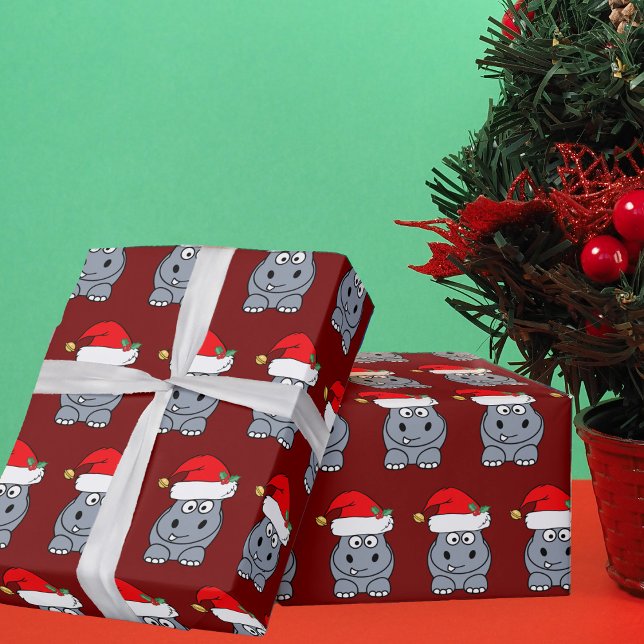 Papel De Presente Engraçado Hippo Natal (Criador carregado)