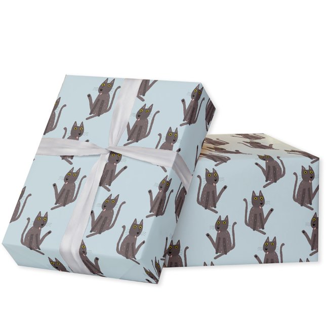 Papel De Presente Engraçado Humor de Gato (Funny cat humor gift wrapping paper roll for animal lovers)