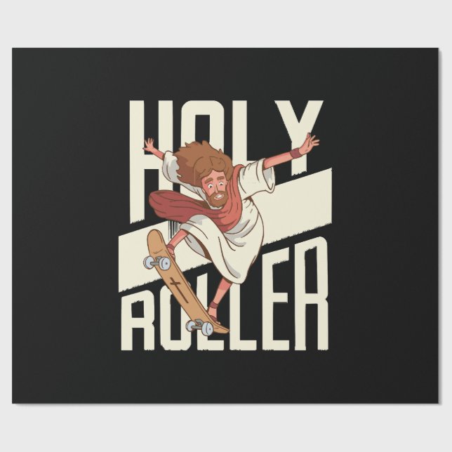 Papel De Presente Engraçado Jesus de Patins Holy Roller (Aberto)
