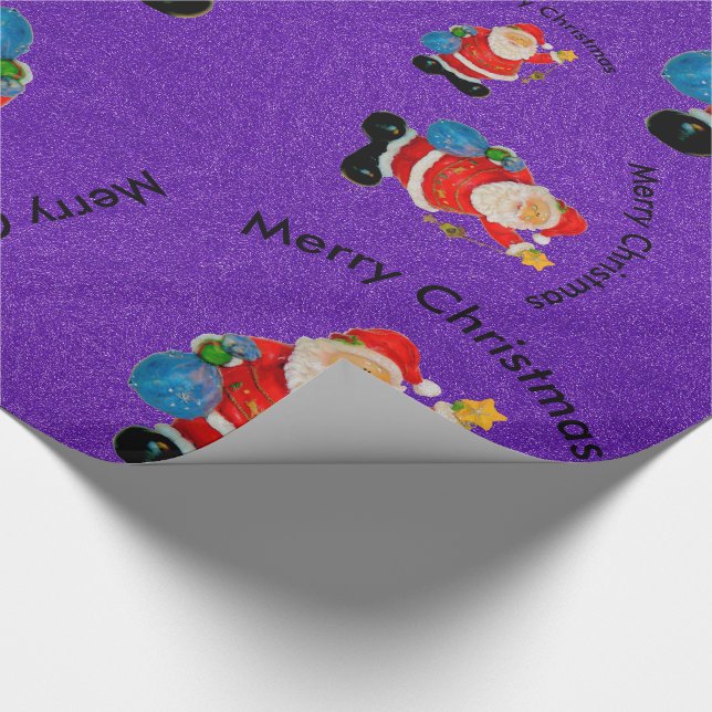 Papel De Presente Engraçado Jolly Papai Noel Pai Natal Roxo (Ponta)