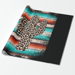 Papel De Presente Engraçado Leopardo Cactus Serape Cactus impressão 