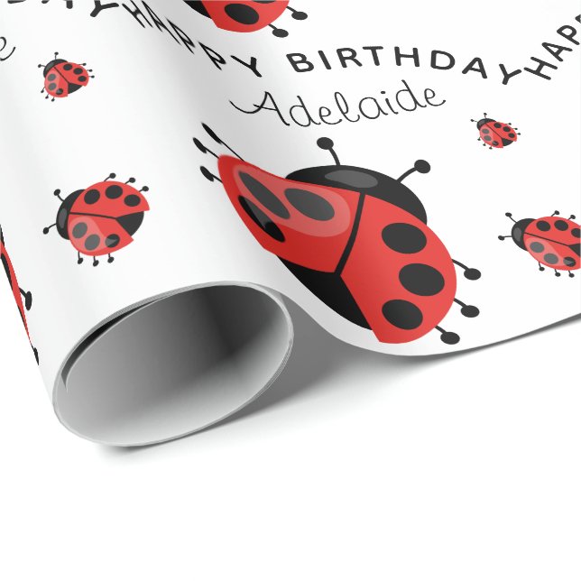 Papel De Presente Engraçado Moderno Vermelho Ladybug Personalizado (Ponta do rolo)