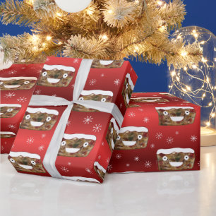 Papel De Presente Engraçado Natal Fruitcake Padrão Vermelho