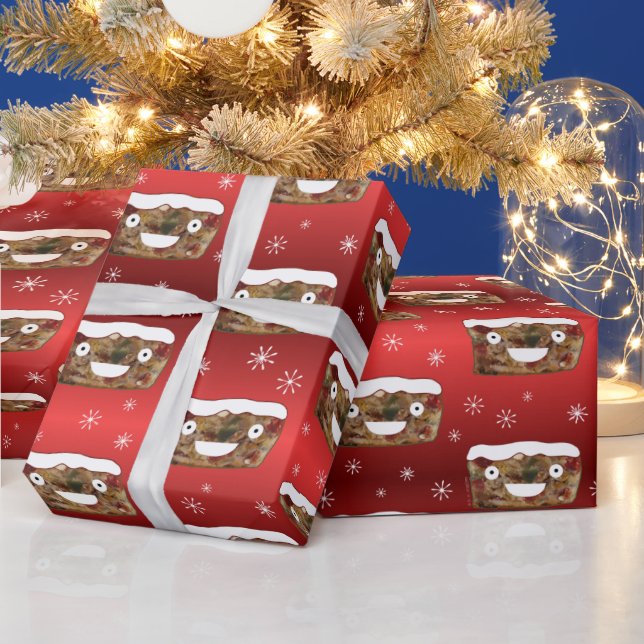 Papel De Presente Engraçado Natal Fruitcake Padrão Vermelho (Feriados)