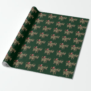 Papel De Presente Engraçado Papai Noel Andando Em Tricerátops