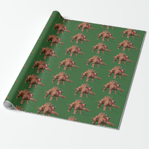 Papel De Presente Engraçado Papai Noel Andando No Estegossauro Dino