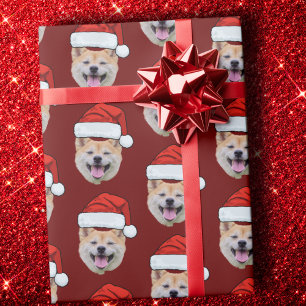Papel De Presente Engraçado personagem Foto de Cachorro Papai Noel N