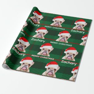 Papel De Presente Engraçado Personalizado Nome de Pug Feliz Natal