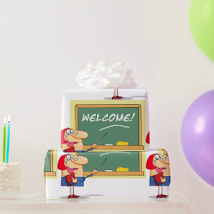 Papel De Presente Engraçado Professor de Cartoon Bem-vindo de volta 