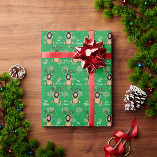 Papel De Presente Engraçado Rosto Veado Feliz Natal em espanhol