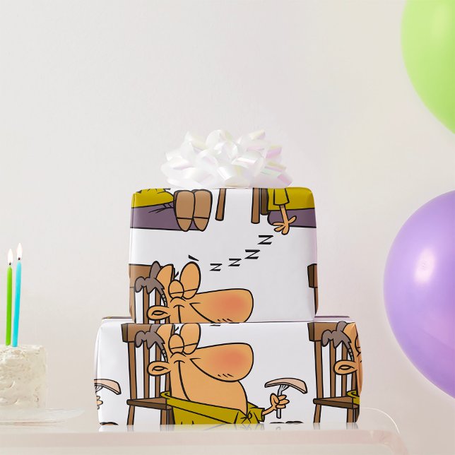 Papel De Presente Engraçado Sleepy Man Napling com Sanduíche (Criador carregado)