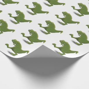 Papel De Presente Engraçado, verde t rex desenho animado de dinossau