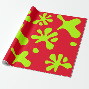 Papel De Presente Engraçado vermelho e verde-néon pintando crianças