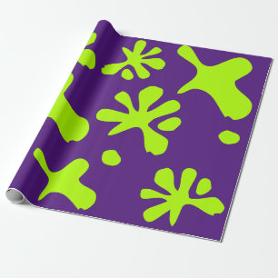 Papel De Presente Engraçado violeta violeta violeta neon verde padrã