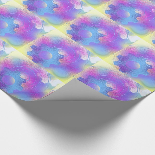 Papel De Presente Engrenagens Giratórias Abstrato (Ponta)