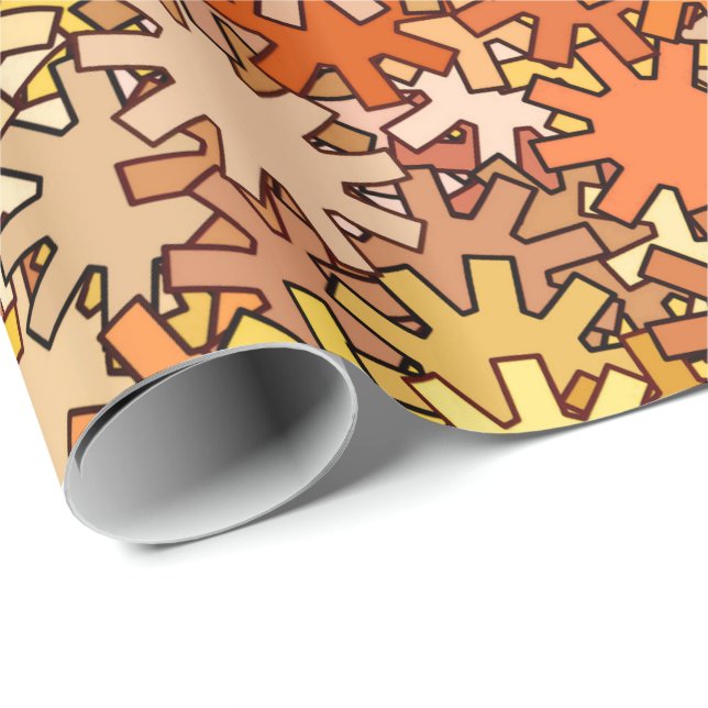 Papel De Presente Engrenagens, ouro da mostarda & Brown geométricos (Ponta do rolo)