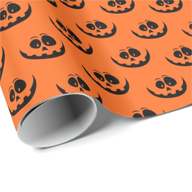 Papel De Presente Enrolando Cara De Abóbora-De-Halloween (Ponta do rolo)