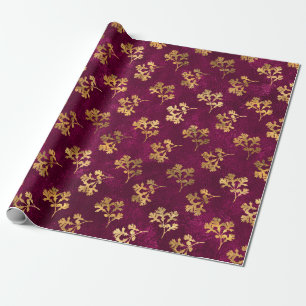 PAPEL DE PRESENTE ENTERRAMENTO COM DOURADAS FOLHAS DE PARSLEY