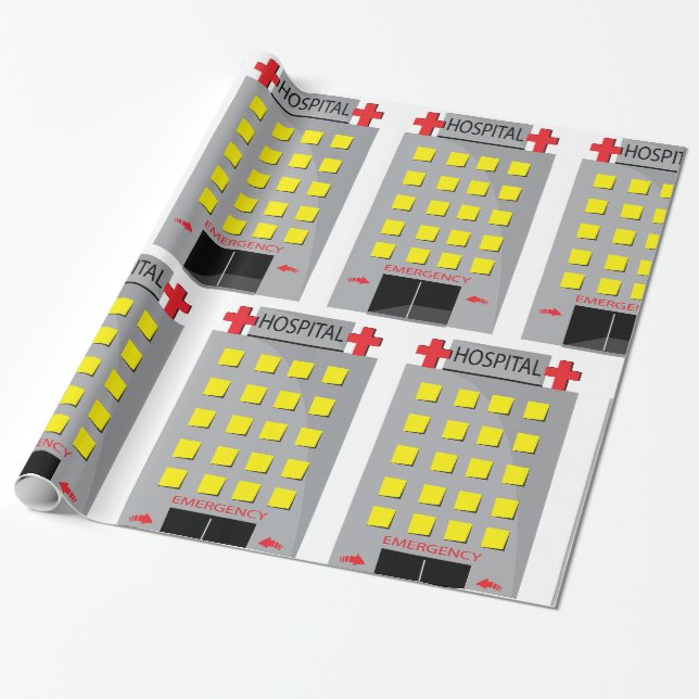 Papel De Presente Entrada de Emergência do Prédio do Hospital (Desenrolado)