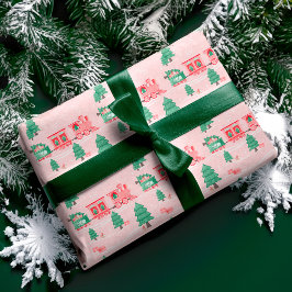 Papel De Presente Entrega de Árvore de Natal do Treinamento Rosa Ros