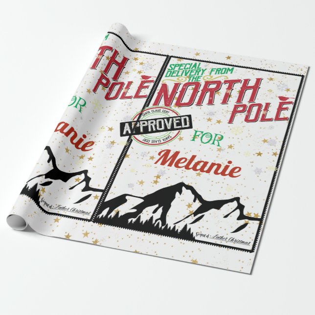Papel De Presente Entrega Especial Personalizada do Polo Norte (Desenrolado)