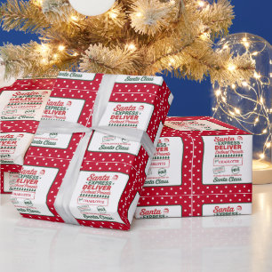 Papel De Presente Entrega expressa do Papai Noel com pontos de Natal